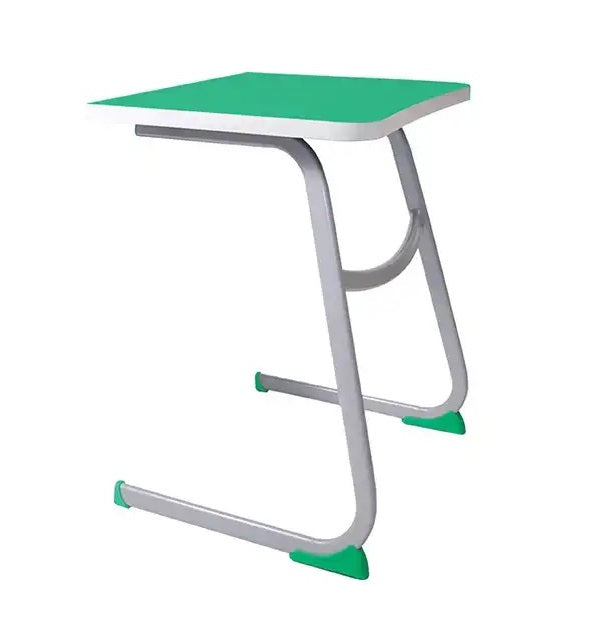 Mesa Escolar Individual con Estructura Metálica y Cubierta en Blow Molding Gris