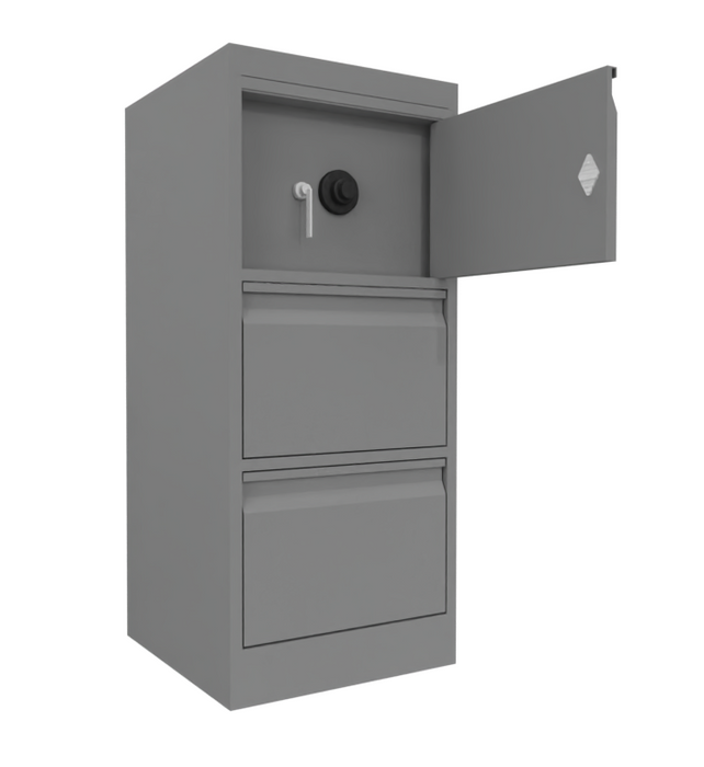 Archivero Vertical 2 Gavetas y Caja Fuerte Metálica para Mayor Segurid