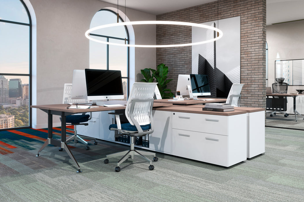 B Chrome Bench 2 usuarios con Credenza Lateral
