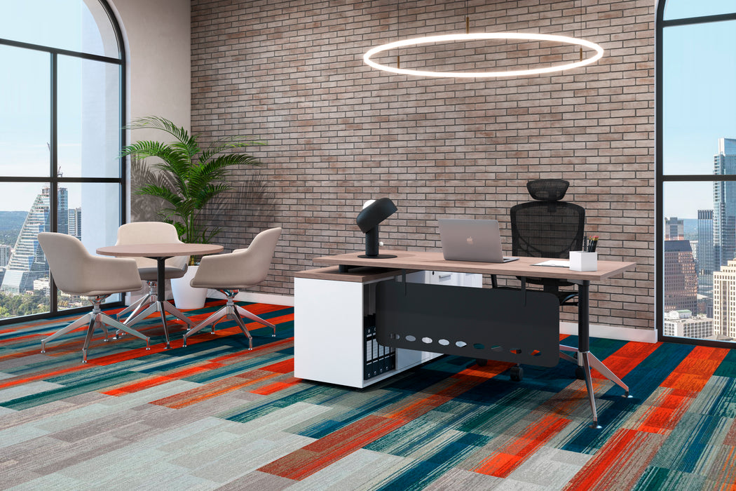Escritorio Ejecutivo B Chrome con Credenza Lateral para tu Oficina Moderna